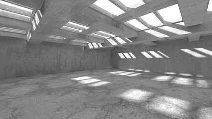 Dark Concrete Wall Architecture. Empty Room