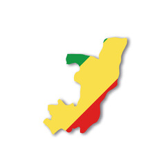 Republic of the Congo, former Zaire national flag in a shape of country map