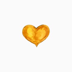 heart precious from gold isolated on white background, shiny valentine for lovers and card design