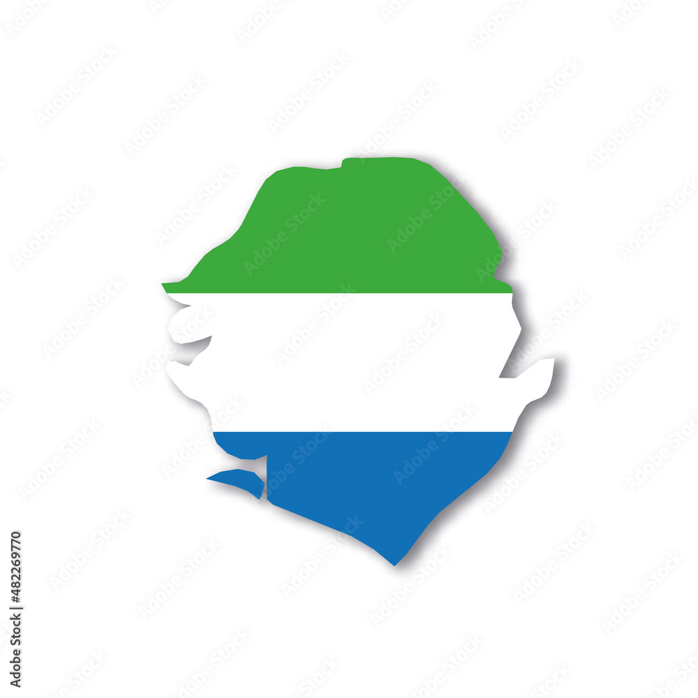 Wall mural Sierra Leone national flag in a shape of country map - Wall murals