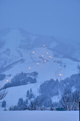 Fototapeta na wymiar Ski resort at night in Niigata, 2022/1/23