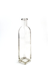 empty, glass vintage bottle on a white background.