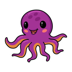 Cute little pink octopus cartoon