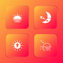 Set Sunset, Moon icon, and icon. Vector