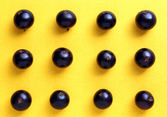 Jabuticaba fruit pattern on yellow background