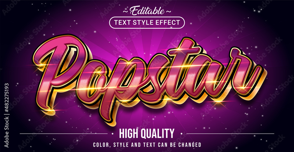 Poster Editable text style effect - Popstar text style theme.