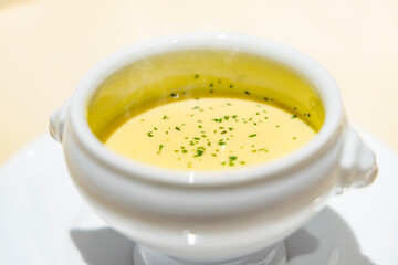 温かい美味しそうなポタージュスープ