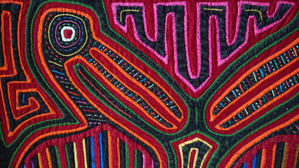 Mola appliqué textile - Guna indigenous people, Panama 