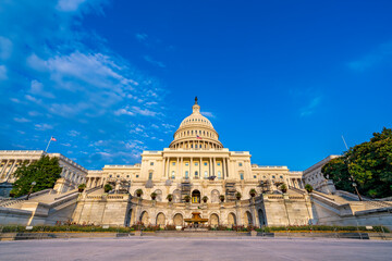 Fototapeta na wymiar The United States Capitol, often called the Capitol Building, is the home of the United States Congress and the seat of the legislative branch of the U.S. federal government. Washington, United States