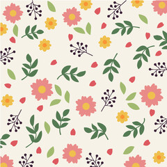 Flat spring floral pattern design. - Vector.