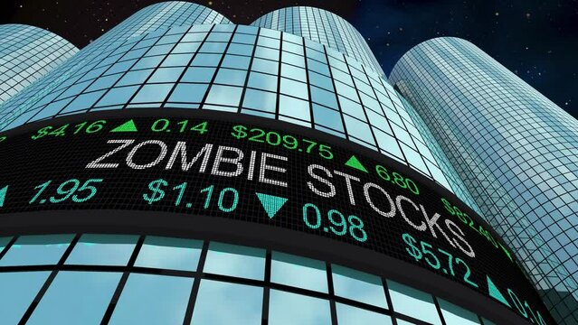 Zombie Stocks Bad Performing Companies Low No Growth Debt 3d Animation