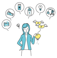 値上げに悩む若い女性