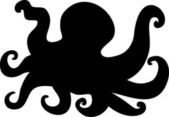 Black silhouette of octopus isolated on white background © Kazakova Maryia