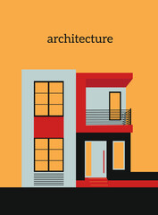 Architecture conceptual drawings. Colorful modern house backgrounds. Vector illustration.