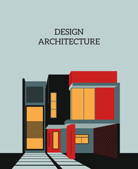 Architecture conceptual drawings. Colorful modern house backgrounds. Vector illustration.