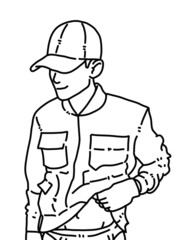 black and white of man cartoon for coloring