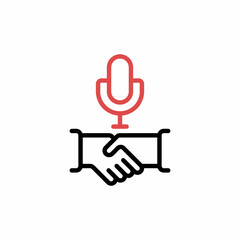 Interview Podcast Radio Negotiation Handshake Outline Icon, Logo, and illustration