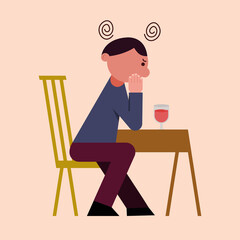 Confused personal thinking about something in the morning illustration