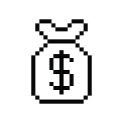 Fototapeta premium pixel money bag icon vector dollar sign