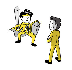 上司と戦うビジネスマン