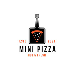 Vintage pizza logo template for pizza restaurant or cafe . symbols for food and drink and restaurants vector illustration