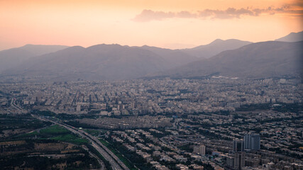 sunset in tehran iran 