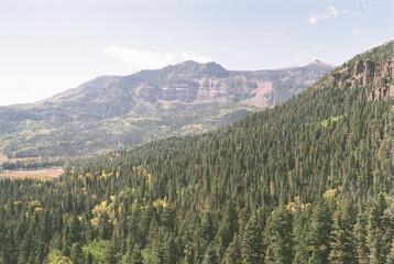view of the mountains on film 