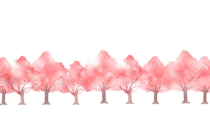 桜並木の水彩画
