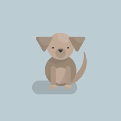 Cute flat and simple vector illustration with home or farm pet, dog