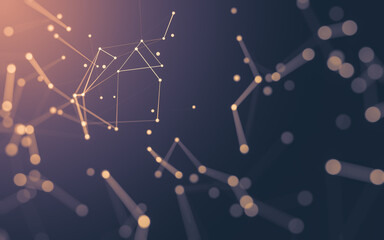 Abstract background. Molecules technology with polygonal shapes, connecting dots and lines. Connection structure. Big data visualization.