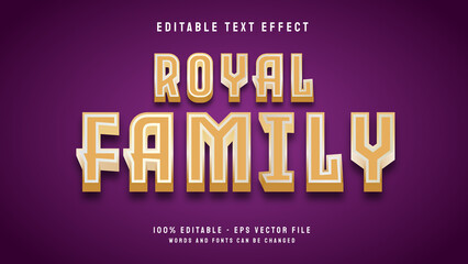 Royal family 3d latter editable text effect with golden brown color vector template