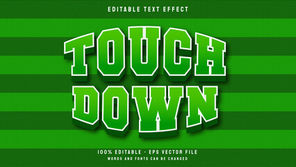 Touchdown 3d cartoon game for sport editable text effect template