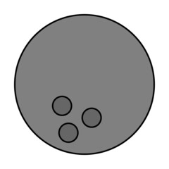 Bowling ball icon. Gray sign. Play symbol. Hobby time. Isolated object. Hand drawn. Vector illustration. Stock image. 