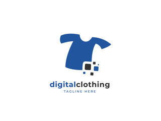 digital virtual clothing tshirt logo with digital tee icon
