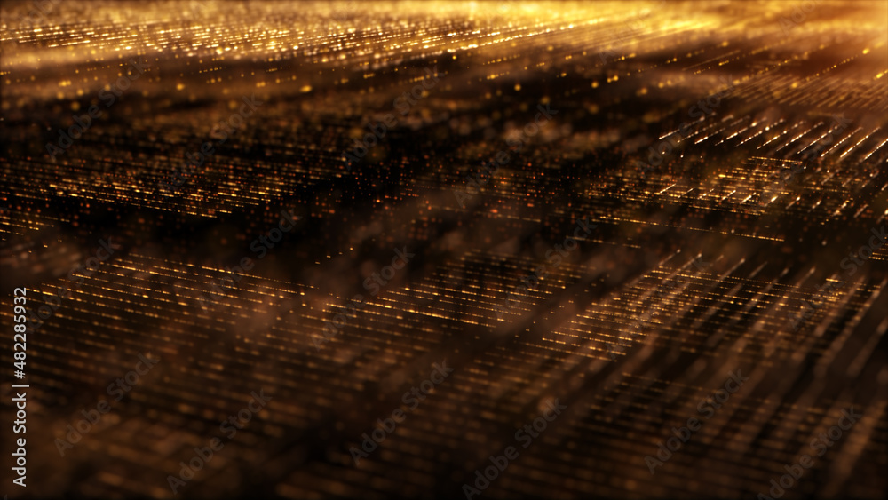 Poster Abstract de-focus gold particles matrix grid in cyber space environment background