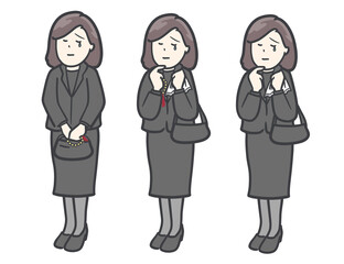黒礼服を着た女性のイラスト