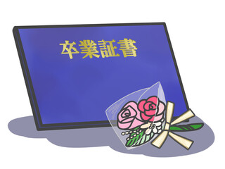 卒業証書とコサージュ