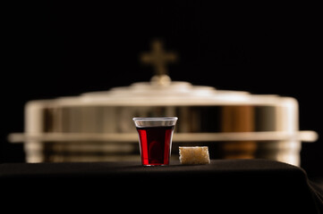 Communion wine and bread 