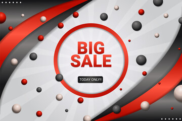 Fototapeta premium Mega sale background with abstract shapes red and black gradient