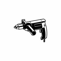 Power drill tool electric equipment vector isolated