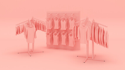 Clothing store showcase concept 3d illustration in pink color