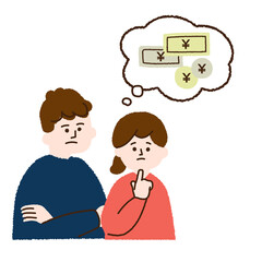 お金で悩む夫婦　吹き出し