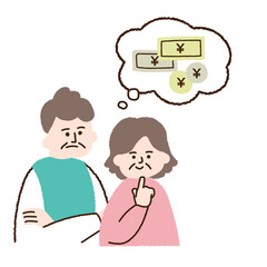 お金で悩む老夫婦　吹き出し