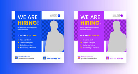 We are hiring for job vacancy Social Media Post Or Instagram Promotional Social Media Square Banner Template Design