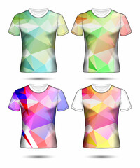  t-shirt templates abstract geometric collection of different colors polygonal mosaic