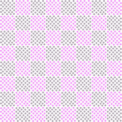 Polka dots in square frame with pink and gray color background.Seamless pattern design for wallpaper, wrapping paper,backdrop, fabric,tile,tablecloth and etc.