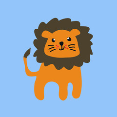hand drawn cute lion cartoon art suitable concept for kids vector illustration
