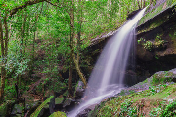 Waterfall at Phu Kradueng national park, Loei Thailand, beautiful landscape of waterfalls in rainforest