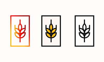 set of monoline badge illustrations. the black and colorful emblem in a classic and minimalist style. a nature on frame for a creative identity design.