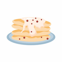 Breakfast pancakes hand drawn colorful cartoon style